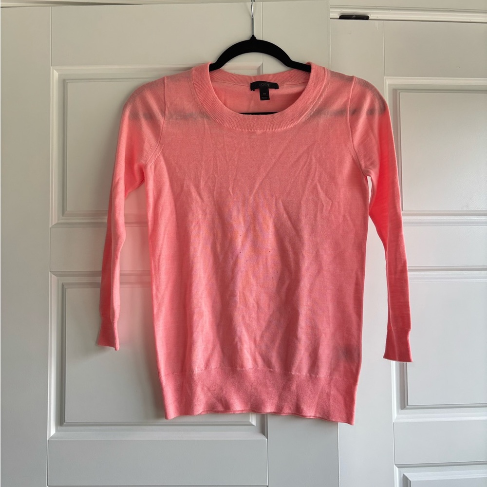 J. Crew Pink Crew Neck Sweater Lightweight Knit